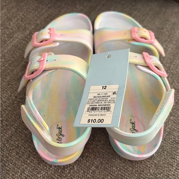Carter's Pastel Rainbow Kids Sandals with Pink Buckles - Picture 2 of 2